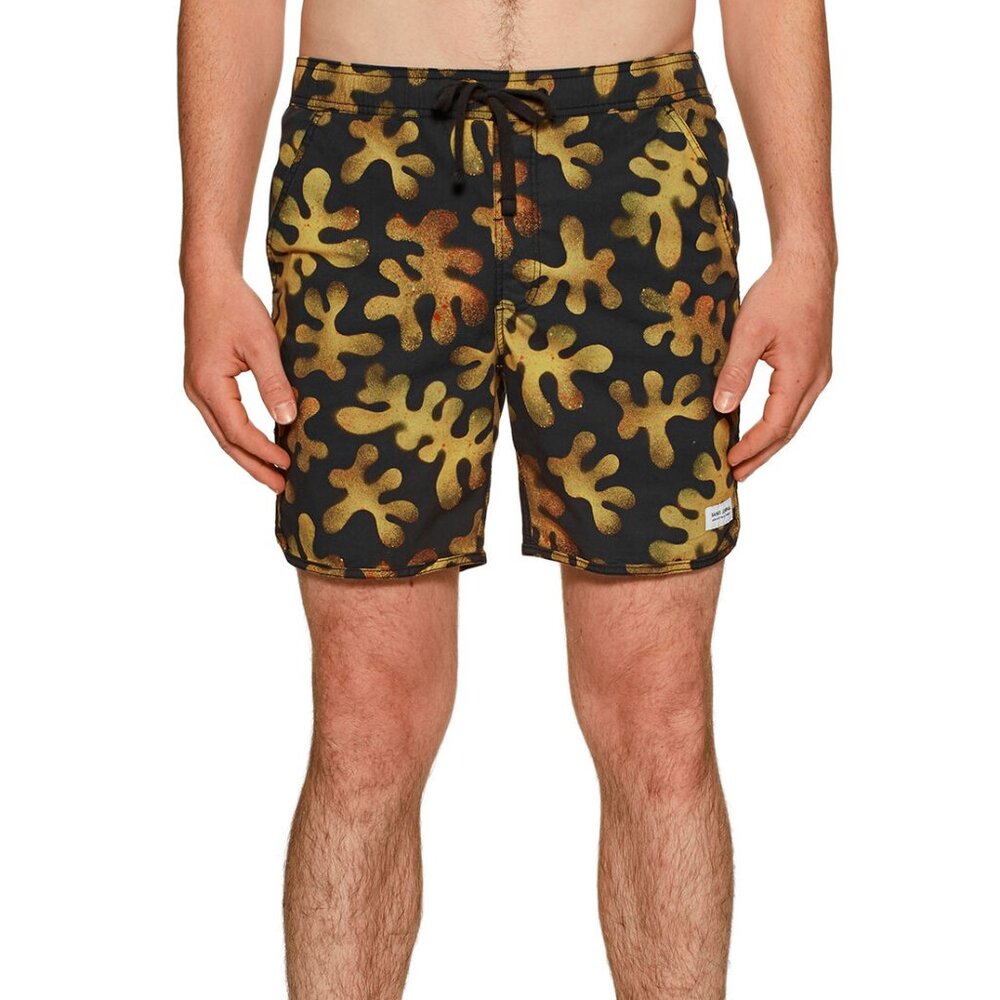 Banks Journal NWT Men's Cotton Blend Dirty Black BARRIER Boardshorts, Size 32